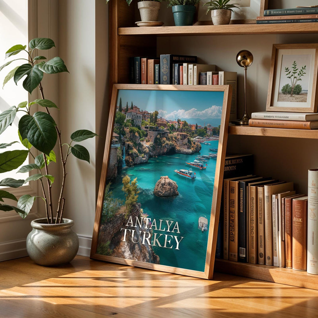 Antalya Turkey Coastal Cityscape Print: Vibrant Travel Poster (Digital Download