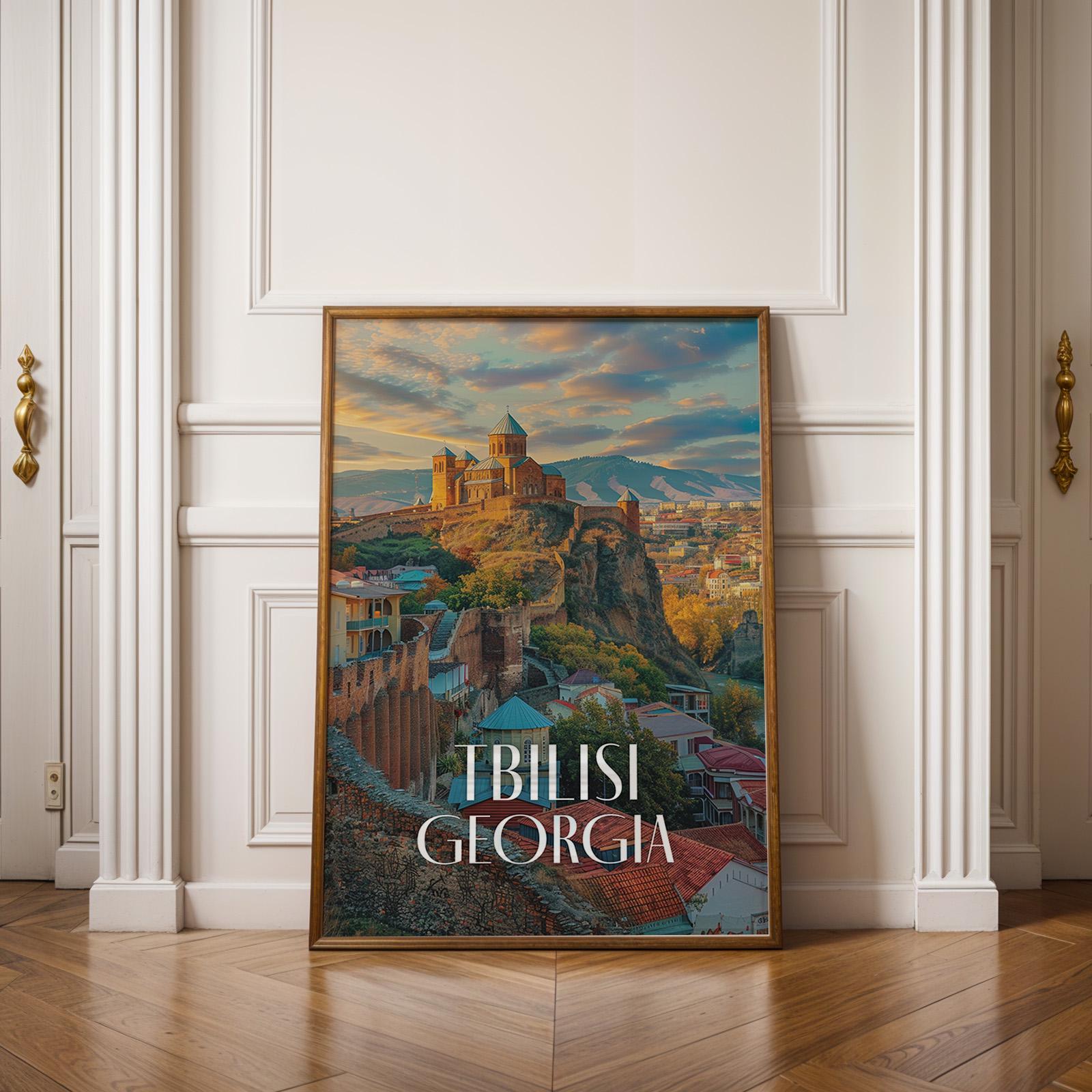 Tbilisi Georgia Cityscape Print: Narikala Fortress Travel Poster (Digital Download