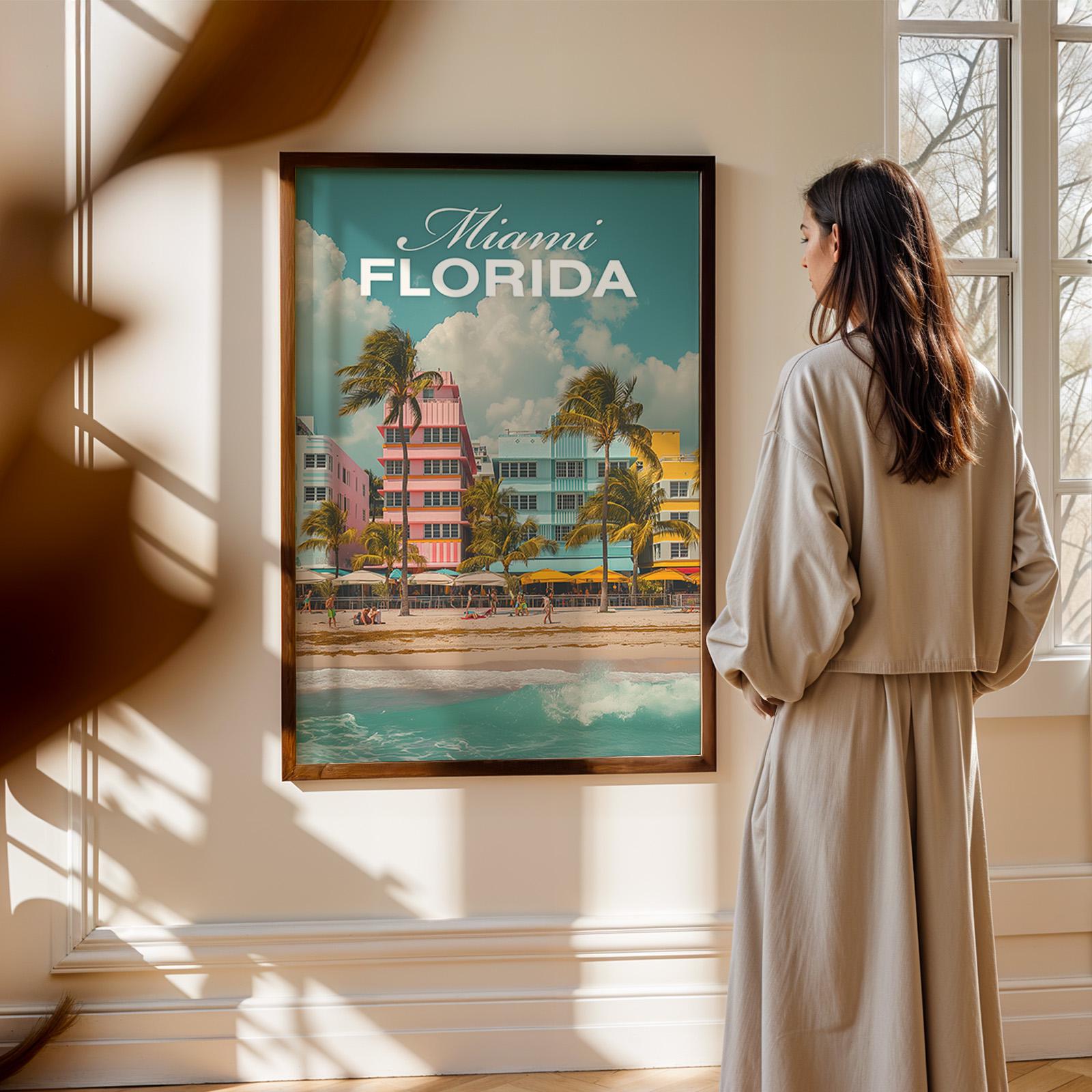 Miami South Beach Art Print: Vibrant Oceanfront Cityscape (Digital Download