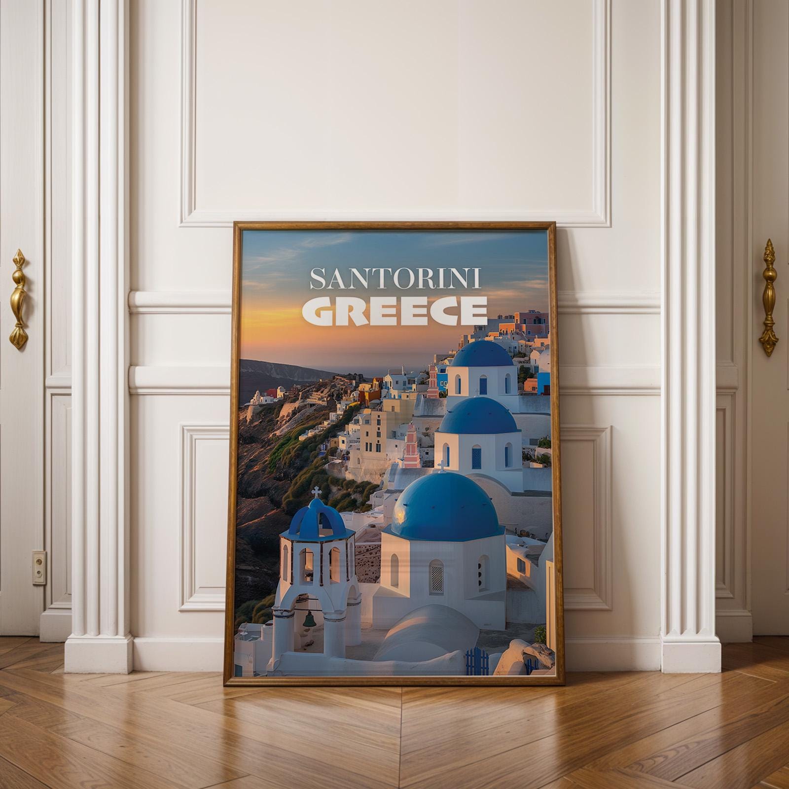 Santorini Greece Cityscape Print: Oia Caldera Wall Art (Digital Download)