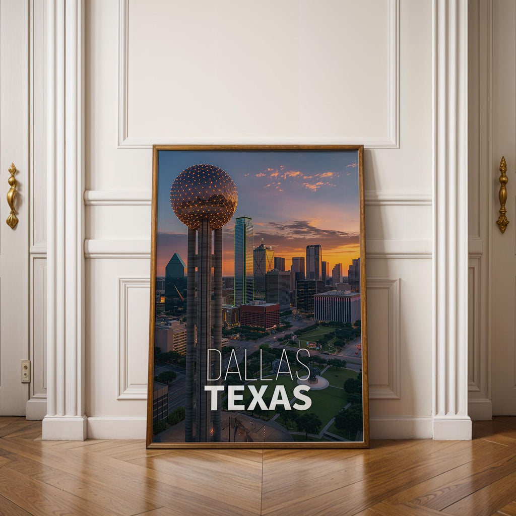 Dallas Texas Skyline Print: Reunion Tower Wall Art (Digital Download