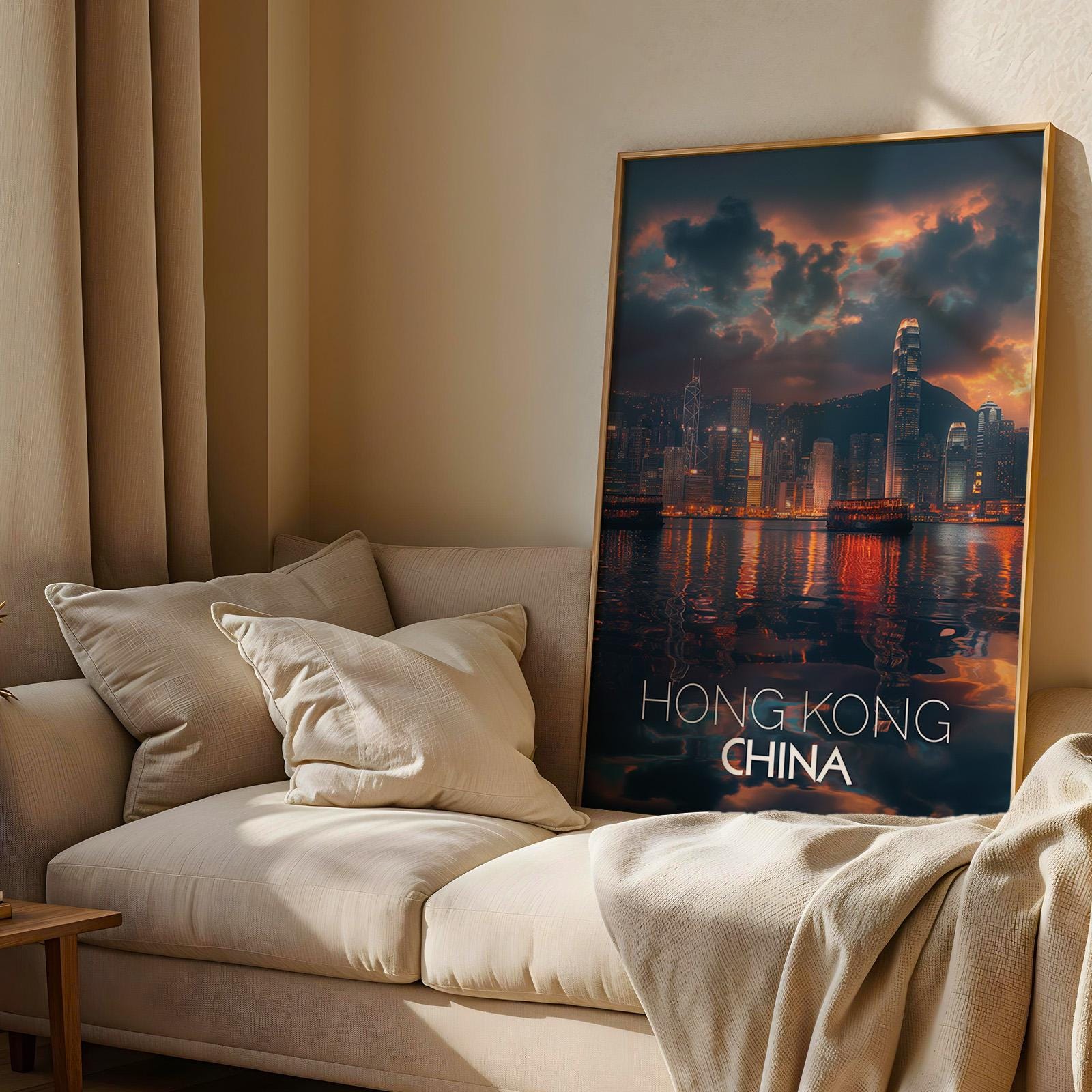 Hong Kong Skyline Print: Vibrant Victoria Harbour Wall Art (Digital Download)