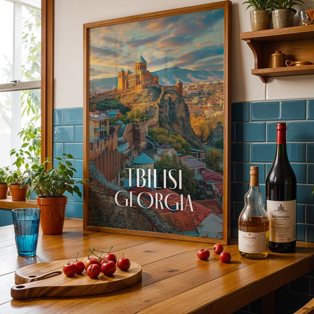 Tbilisi Georgia Cityscape Print: Narikala Fortress Travel Poster (Digital Download