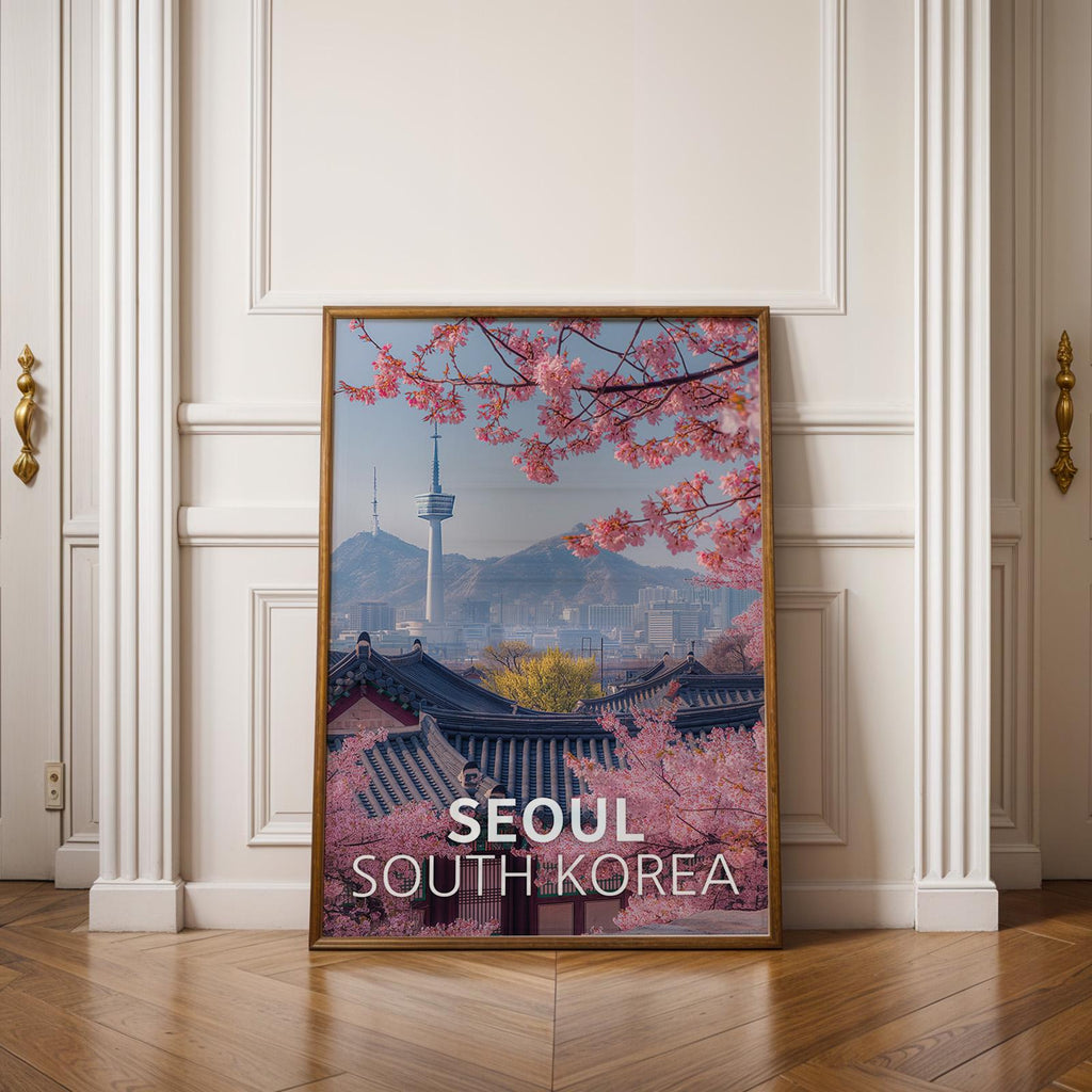 Seoul Palace Cityscape Art Print: Vibrant South Korea Travel Poster (Digital Download)