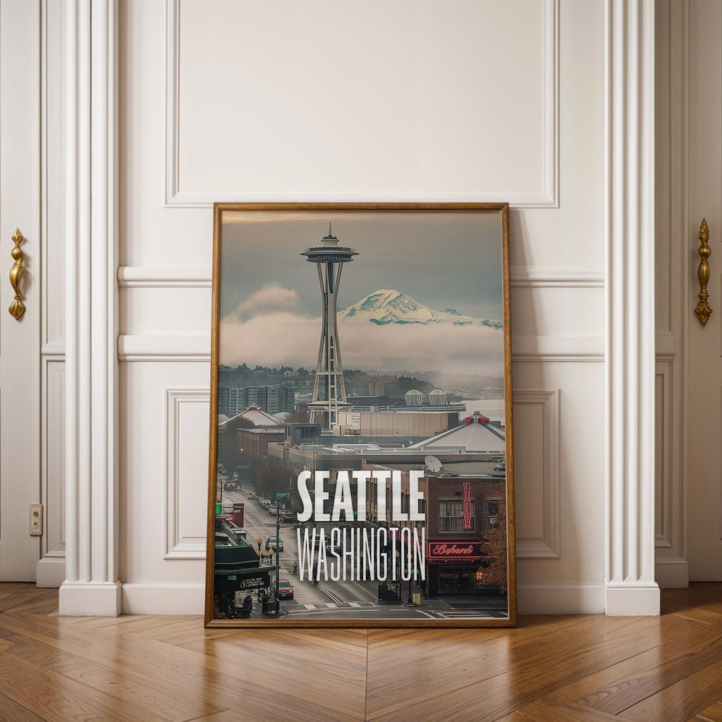 Seattle Space Needle Cityscape Print: Vibrant Pacific Northwest Wall Art (Digital Download