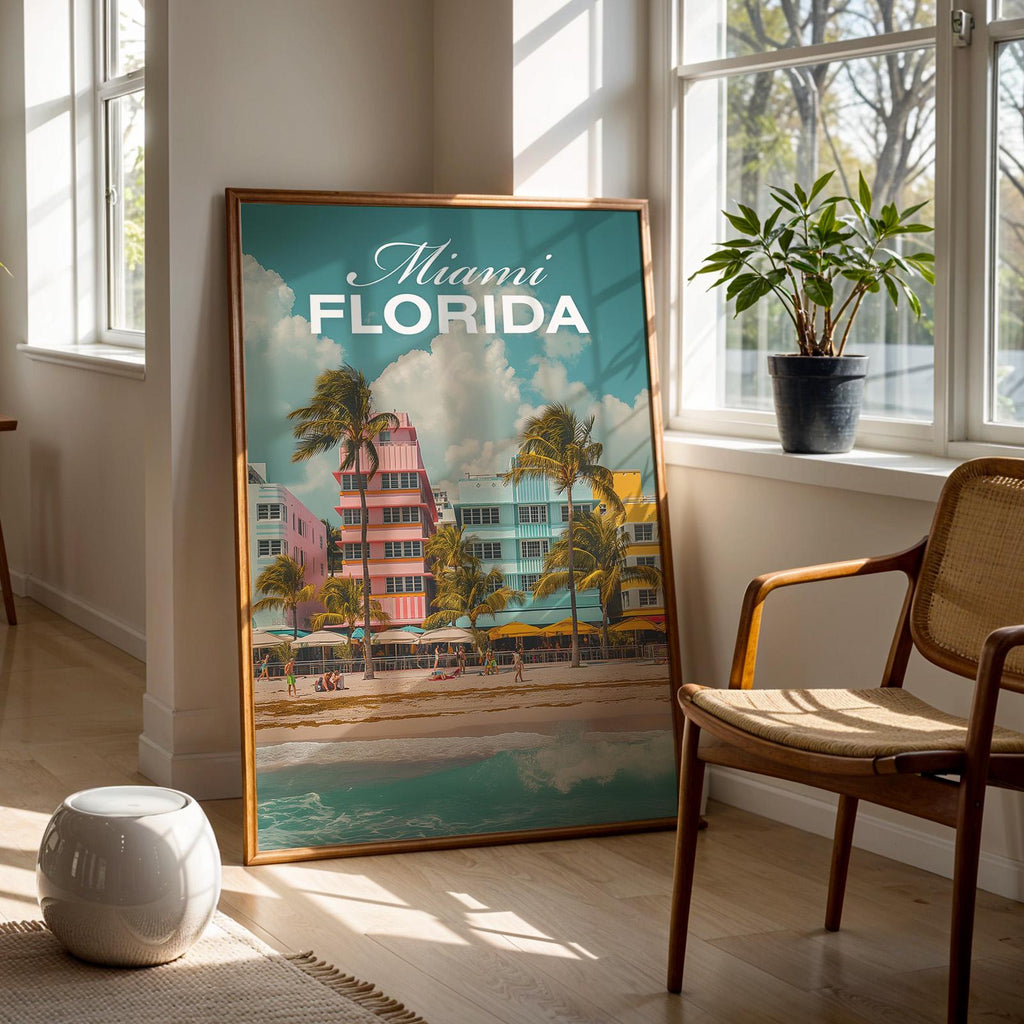 Coastal Cityscape Art Print Set: Honolulu, Miami, Seattle (Digital Downloadable, Printable)