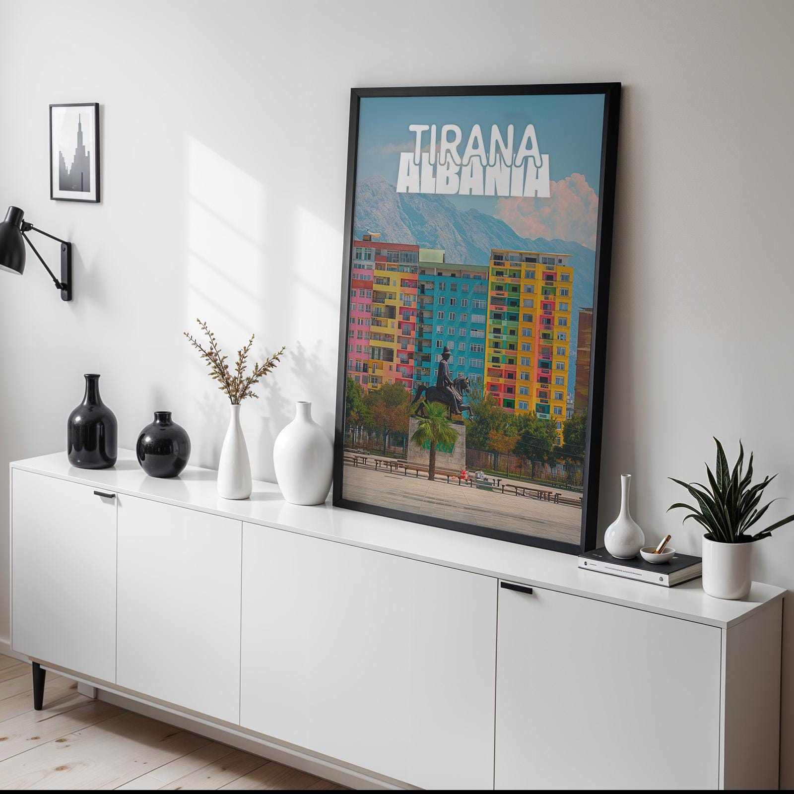 Tirana Albania Cityscape Print: Skanderbeg Square Wall Art (Digital Download)