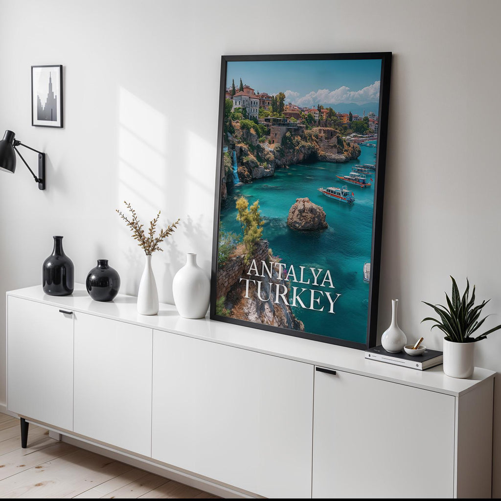 Antalya Turkey Coastal Cityscape Print: Vibrant Travel Poster (Digital Download