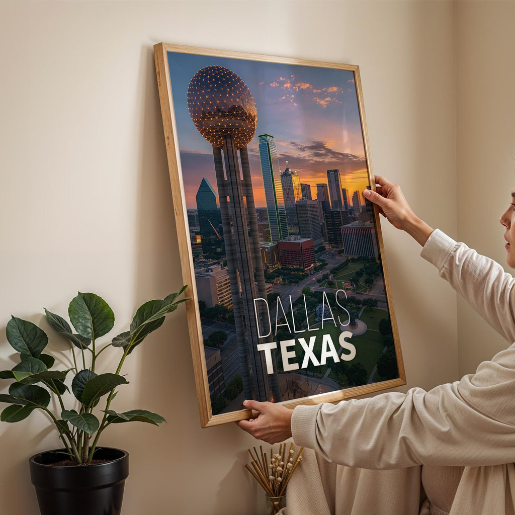 Dallas Texas Skyline Print: Reunion Tower Wall Art (Digital Download