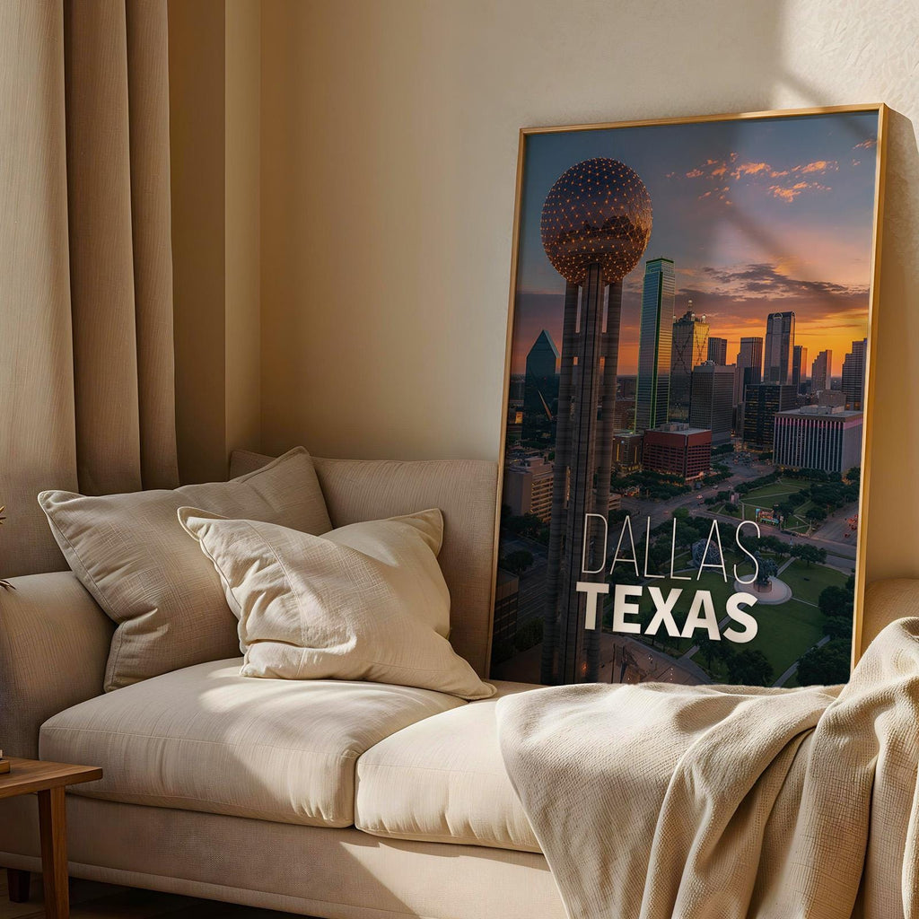 Dallas Texas Skyline Print: Reunion Tower Wall Art (Digital Download