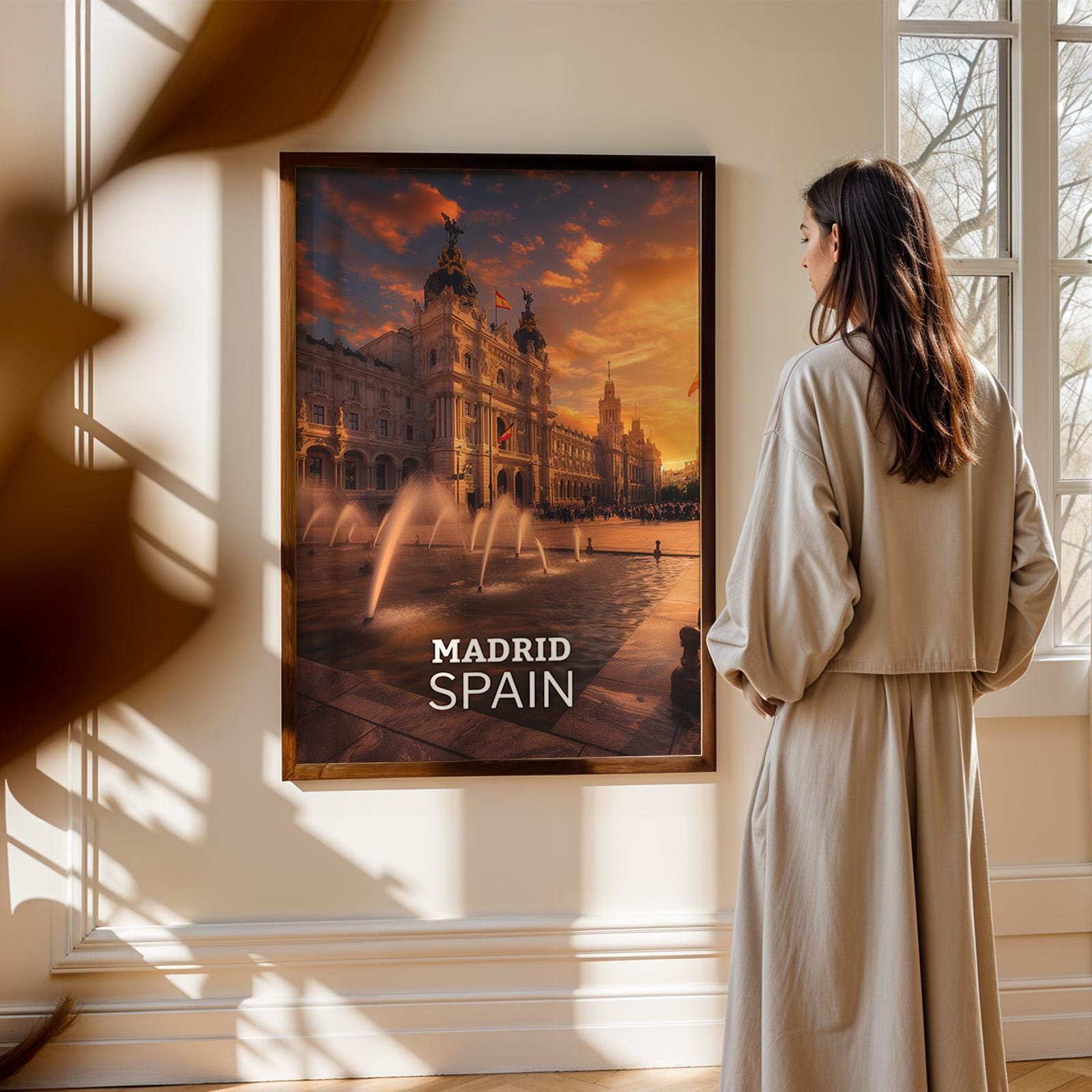 Madrid Royal Palace Cityscape Print: Vibrant Spain Wall Art (Digital Download)