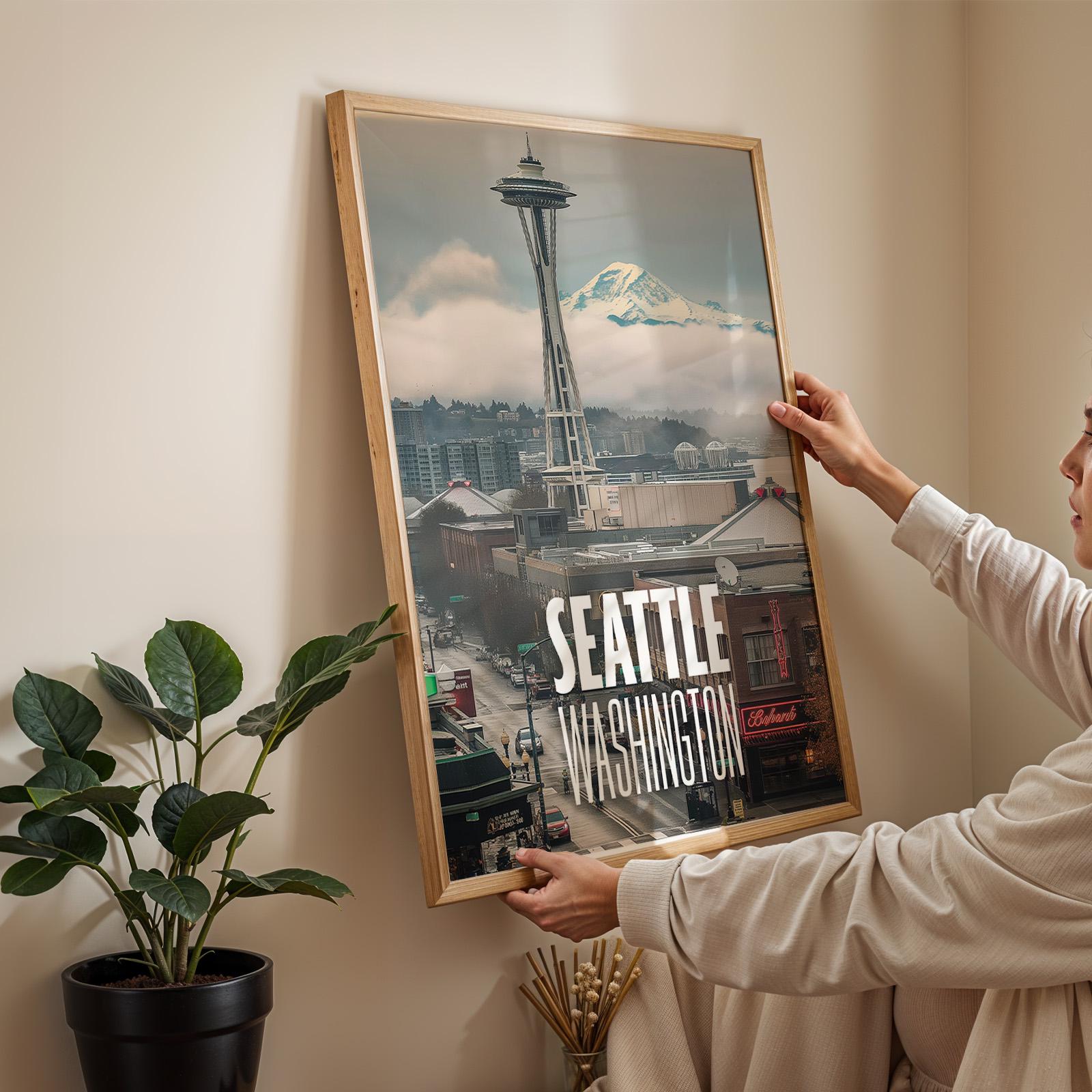 Seattle Space Needle Cityscape Print: Vibrant Pacific Northwest Wall Art (Digital Download