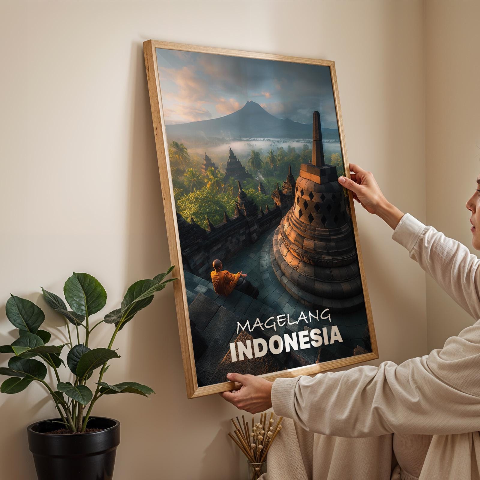 Borobudur Temple Print: Vibrant Indonesia Cityscape Wall Art (Digital Download)