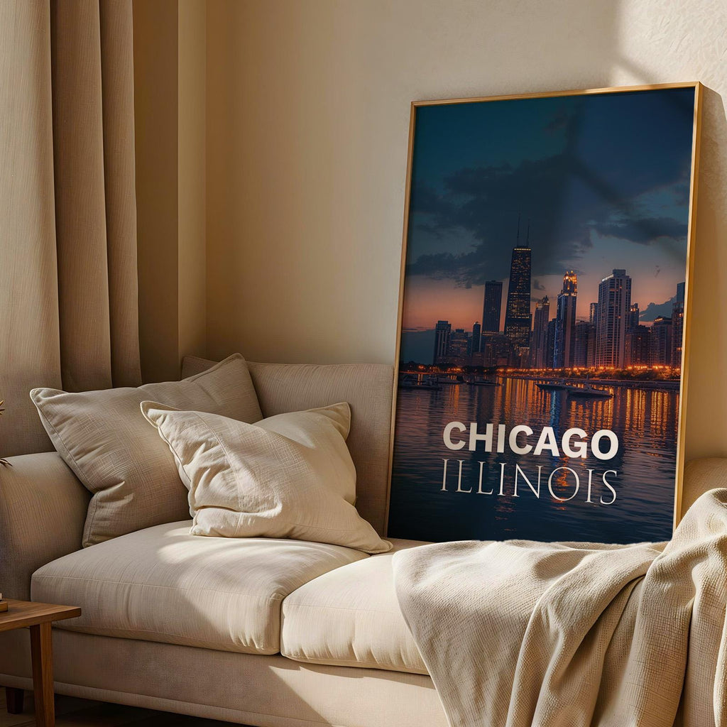 Chicago Skyline Print: Vibrant Lake Michigan Wall Art (Digital Download)