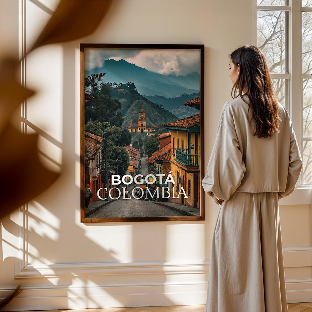 Bogotá Colombia Cityscape Print: Monserrate Hill Travel Poster (Digital Download