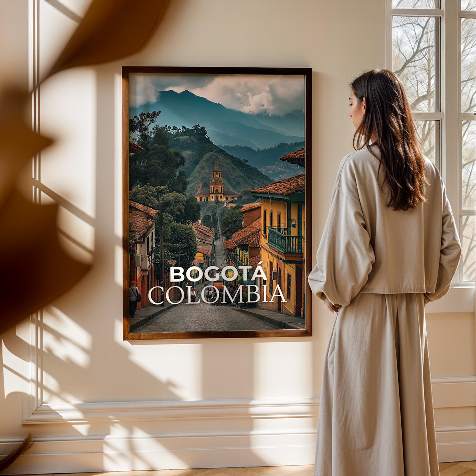 Bogotá Colombia Cityscape Print: Monserrate Hill Travel Poster (Digital Download