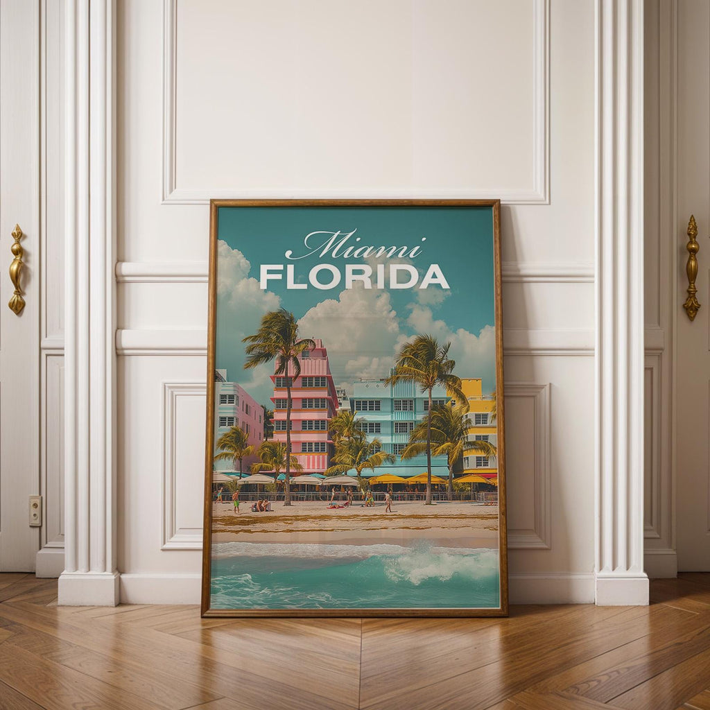 Miami South Beach Art Print: Vibrant Oceanfront Cityscape (Digital Download
