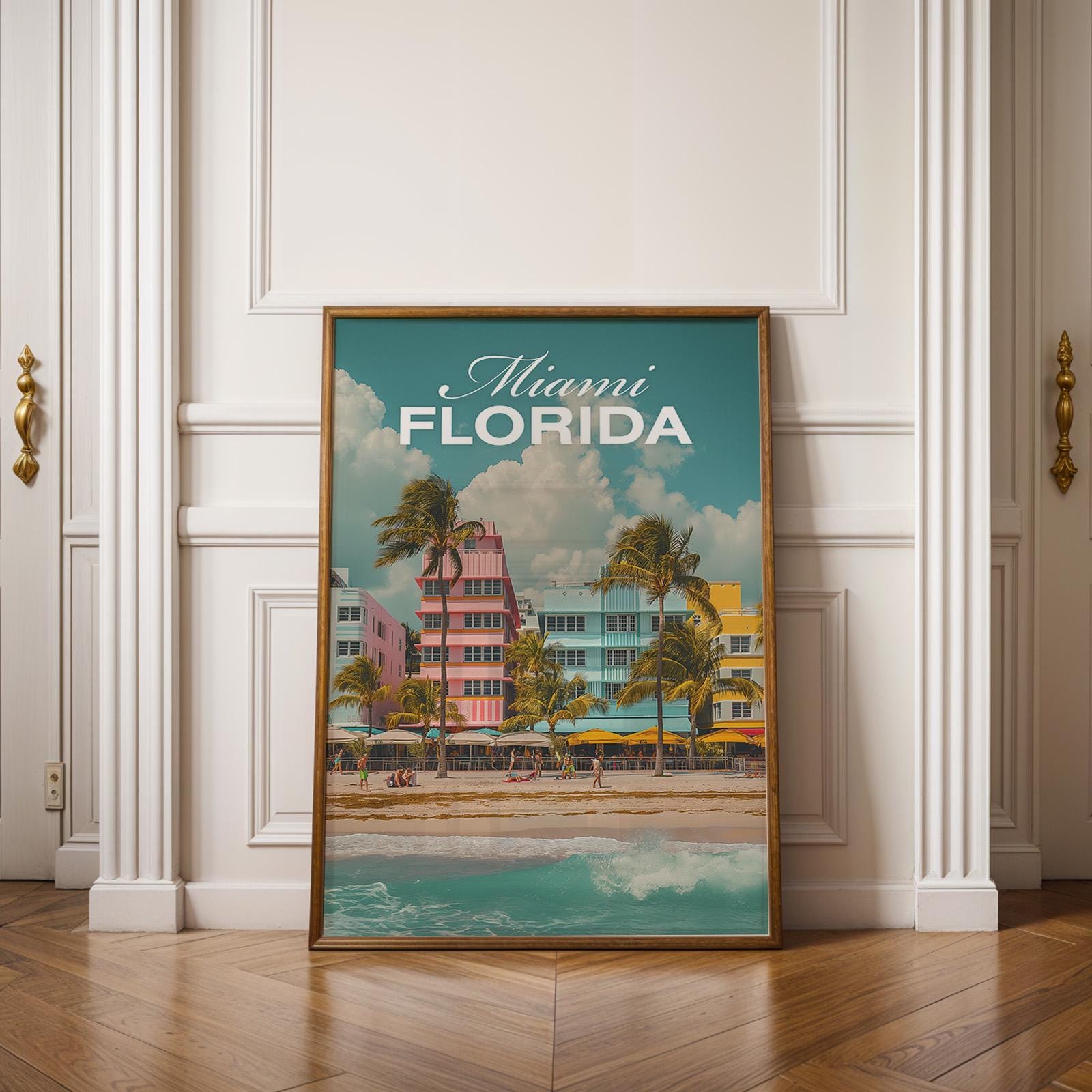 Miami South Beach Art Print: Vibrant Oceanfront Cityscape (Digital Download