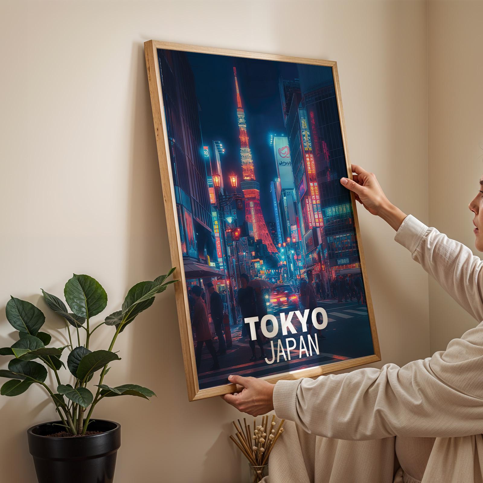Tokyo Shibuya Neon Cityscape Print: Vibrant Japan Wall Art (Digital Download)