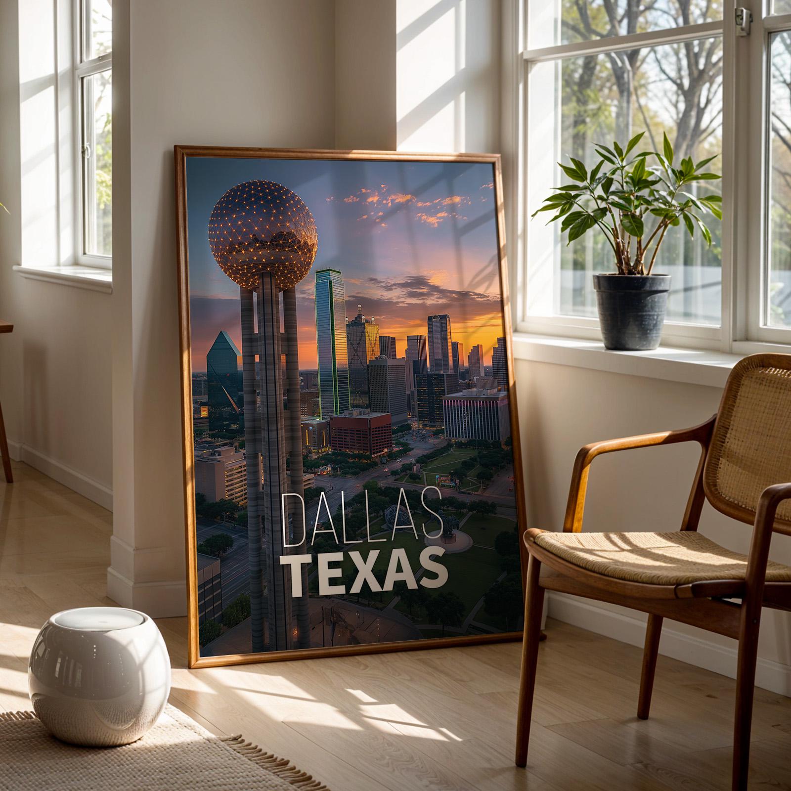 Dallas Texas Skyline Print: Reunion Tower Wall Art (Digital Download