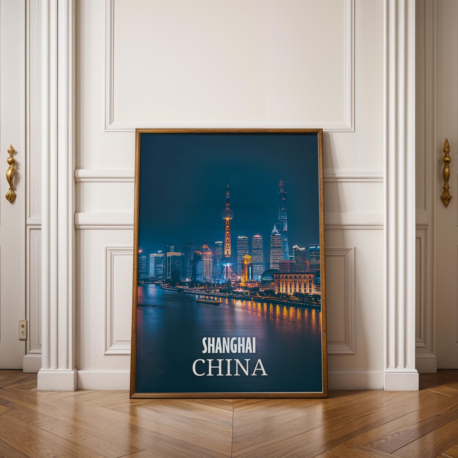 Shanghai Skyline Print: Vibrant China Bund Wall Art (Digital Download)