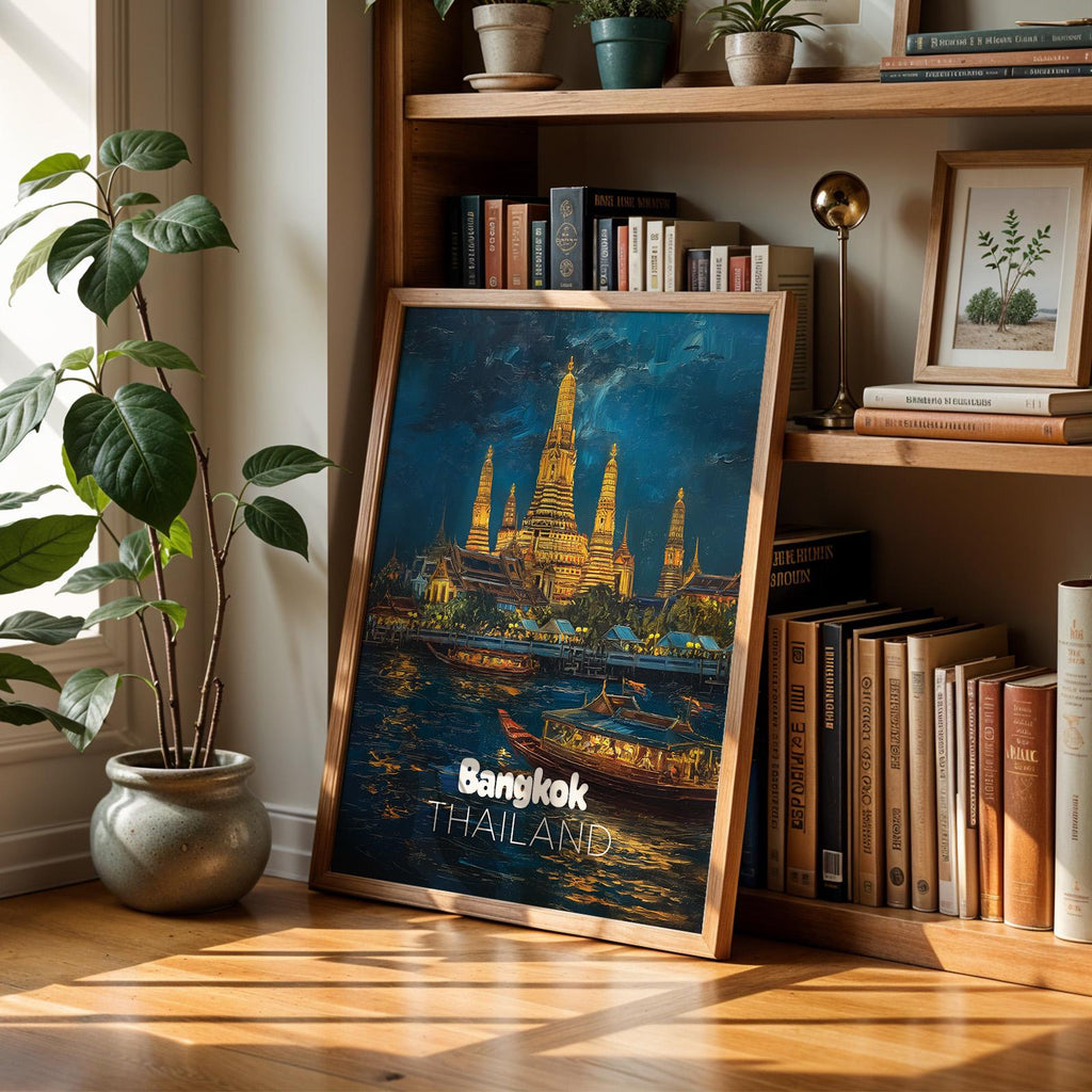 Bangkok Temple Night Print: Vibrant Thailand Wall Art (Digital Download)
