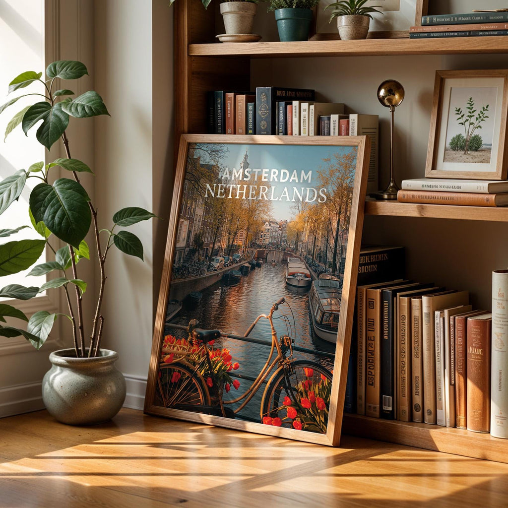 Amsterdam Canal Bridge Print: Vibrant Netherlands Cityscape (Digital Download)