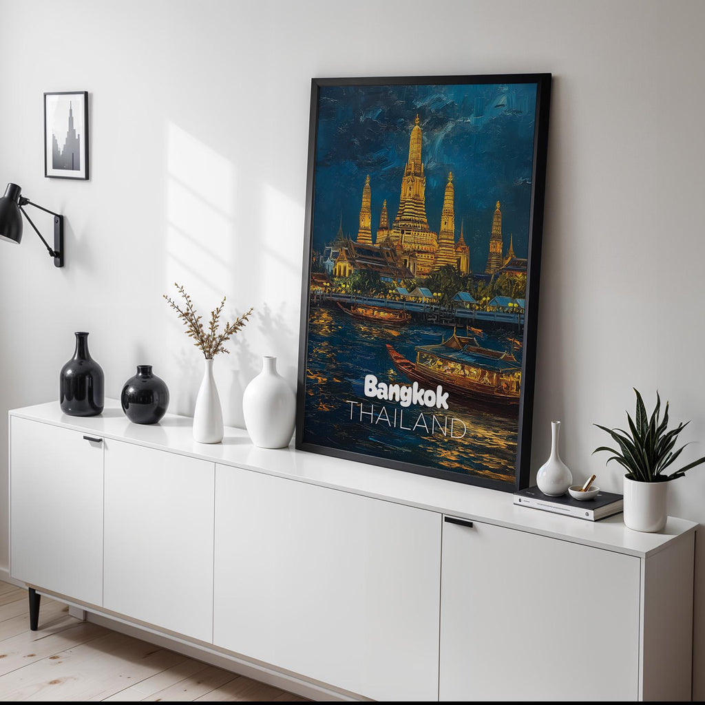 Bangkok Temple Night Print: Vibrant Thailand Wall Art (Digital Download)