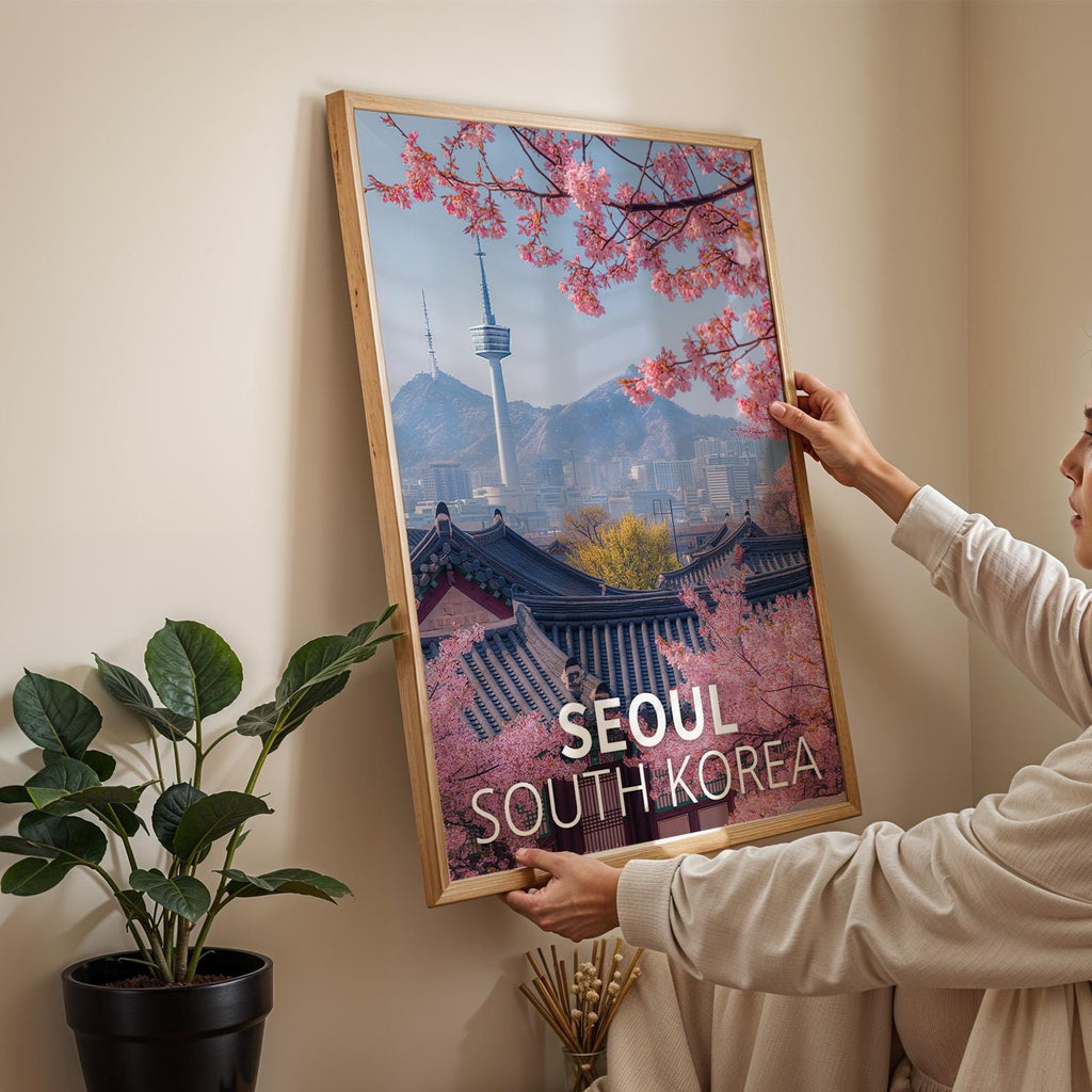 Seoul Palace Cityscape Art Print: Vibrant South Korea Travel Poster (Digital Download)