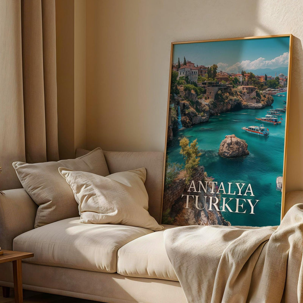 Antalya Turkey Coastal Cityscape Print: Vibrant Travel Poster (Digital Download