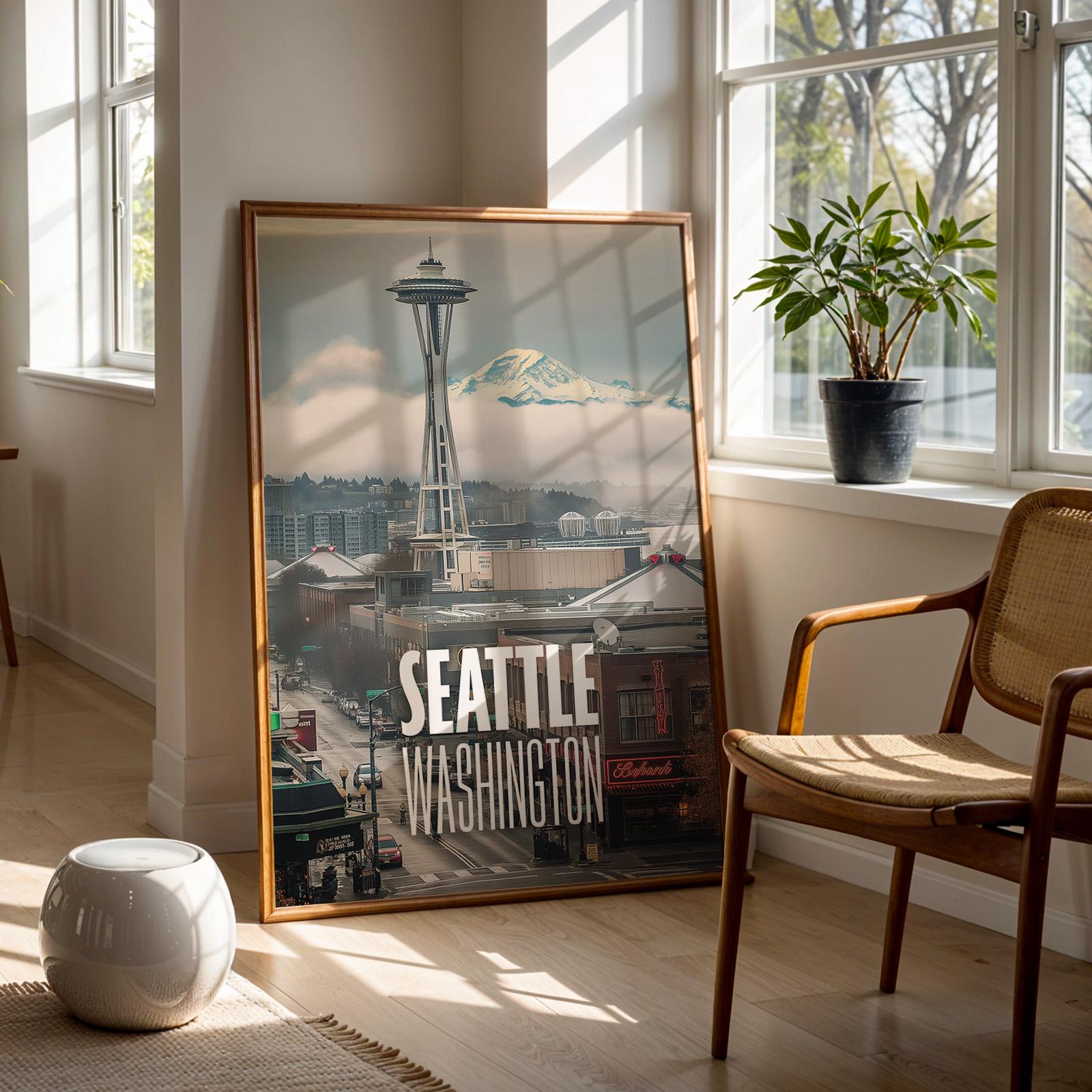 Seattle Space Needle Cityscape Print: Vibrant Pacific Northwest Wall Art (Digital Download