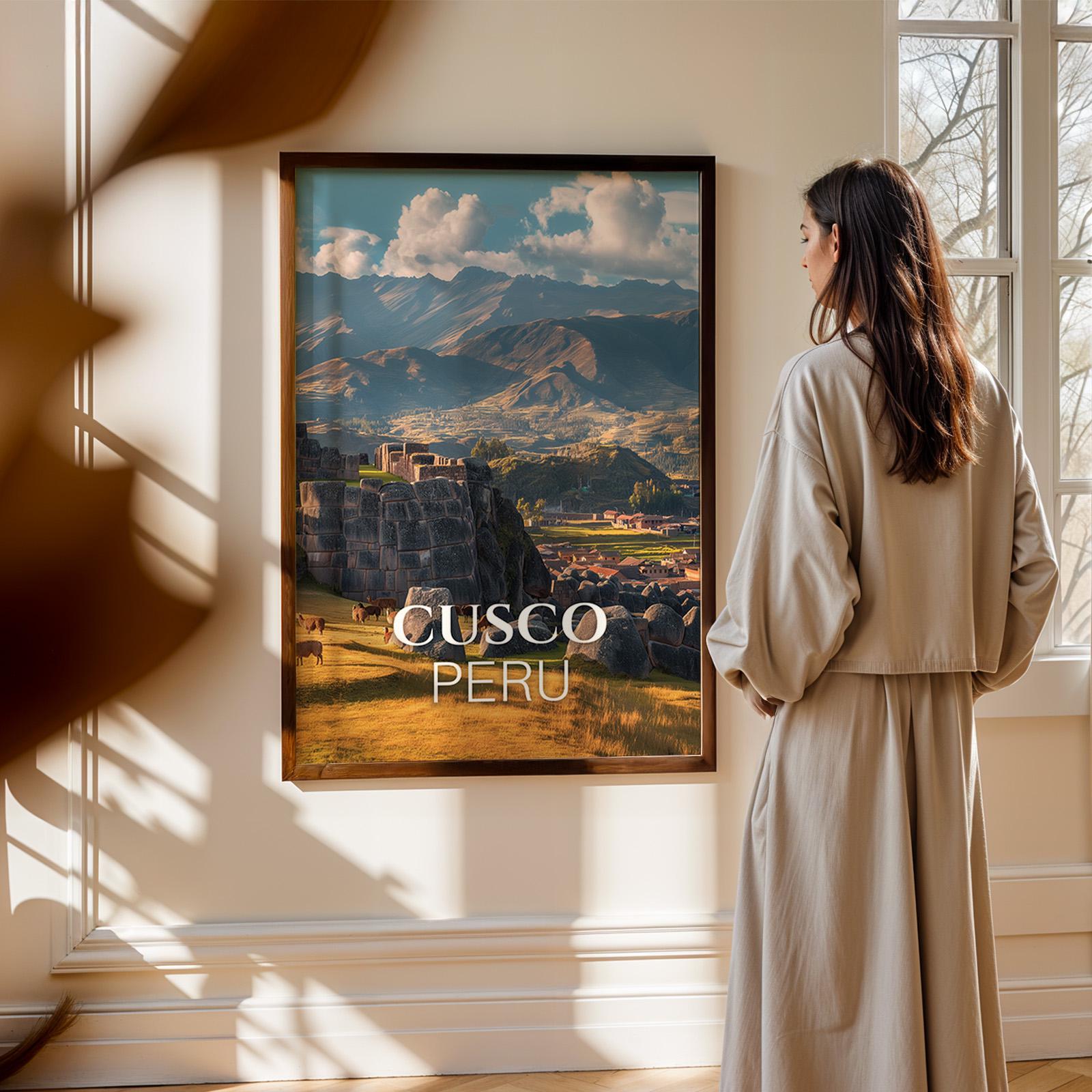 Cusco Peru Cityscape Print: Sacsayhuamán Fortress Wall Art (Digital Download)