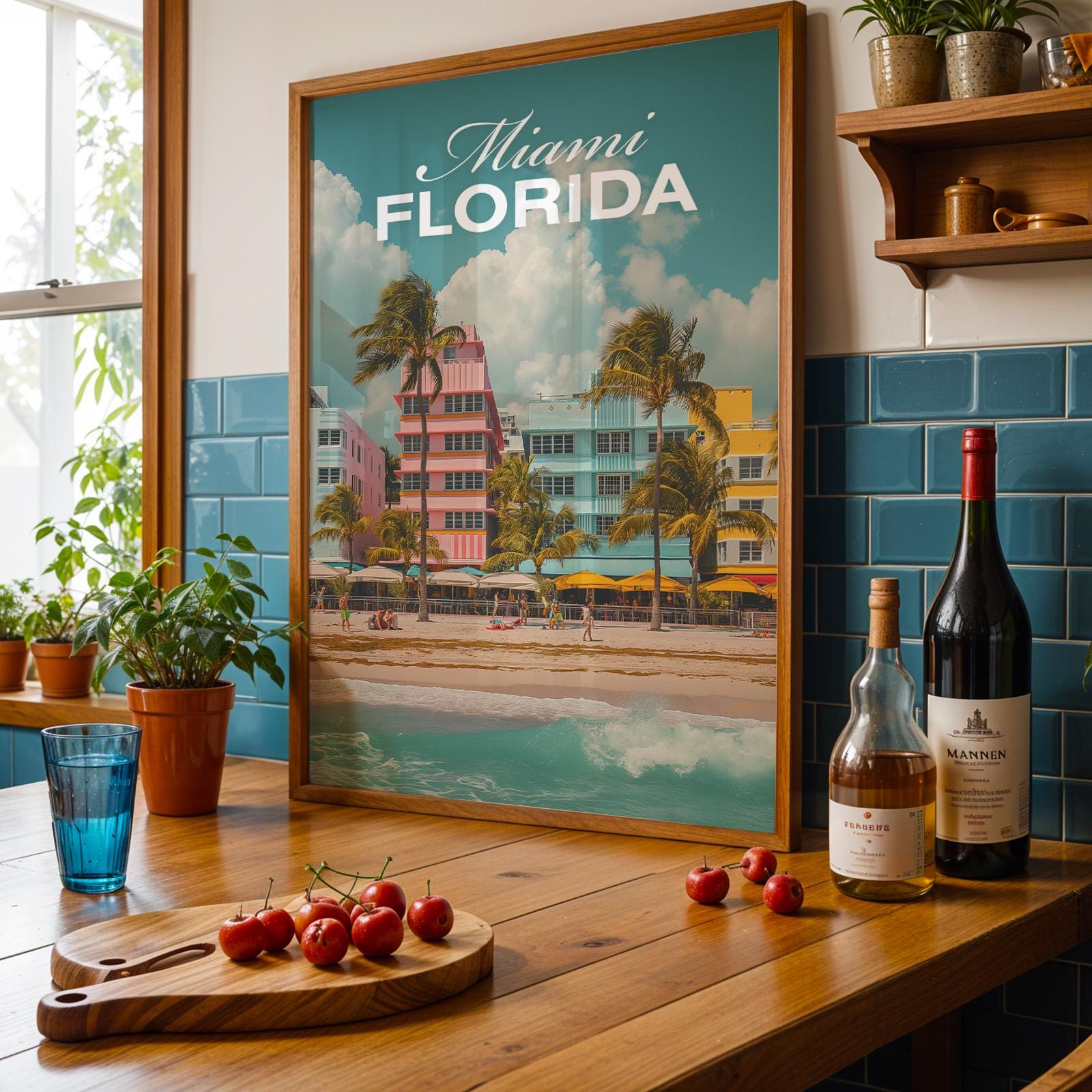 Miami South Beach Art Print: Vibrant Oceanfront Cityscape (Digital Download