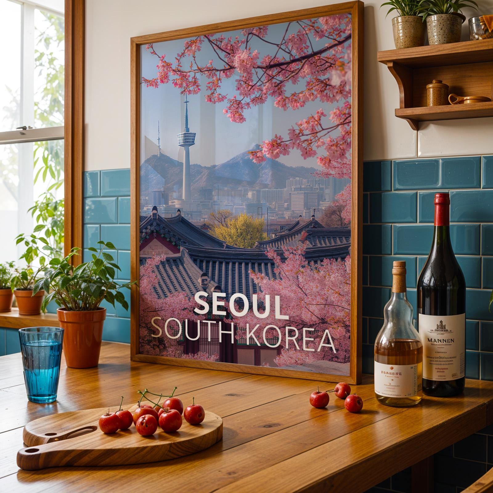 Seoul Palace Cityscape Art Print: Vibrant South Korea Travel Poster (Digital Download)