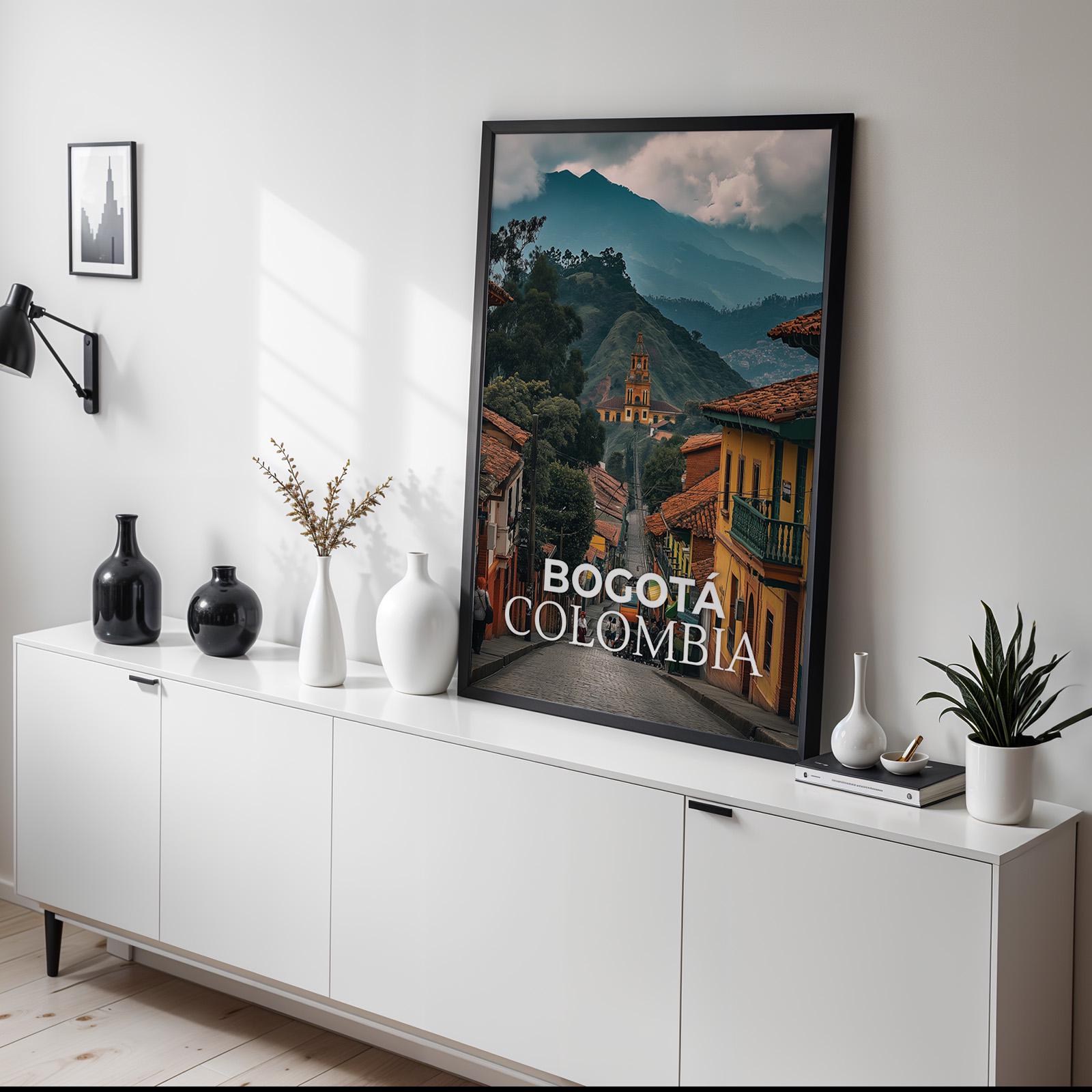 Bogotá Colombia Cityscape Print: Monserrate Hill Travel Poster (Digital Download