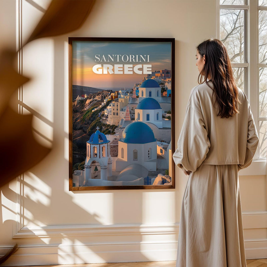 Santorini Greece Cityscape Print: Oia Caldera Wall Art (Digital Download)