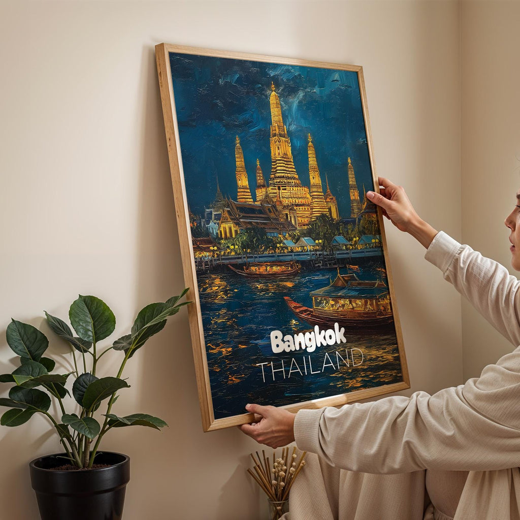 Bangkok Temple Night Print: Vibrant Thailand Wall Art (Digital Download)