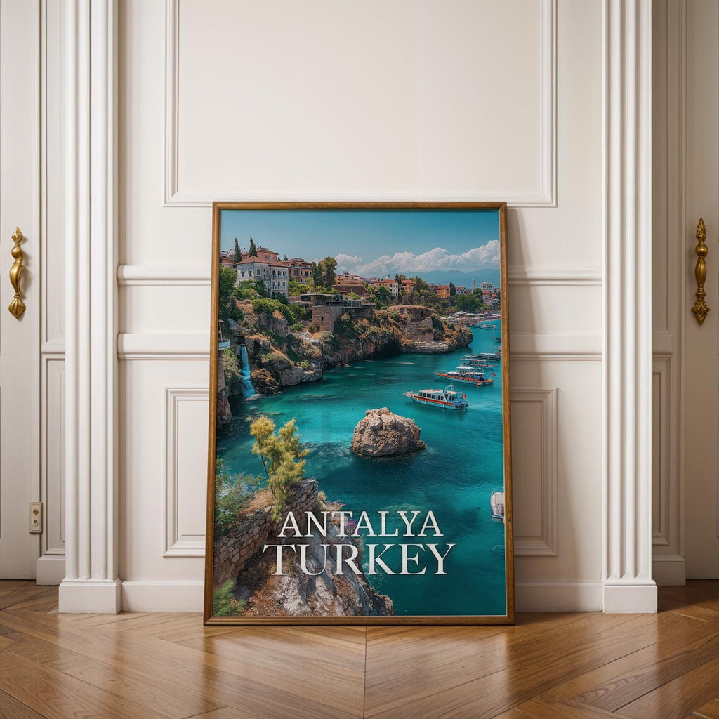 Antalya Turkey Coastal Cityscape Print: Vibrant Travel Poster (Digital Download