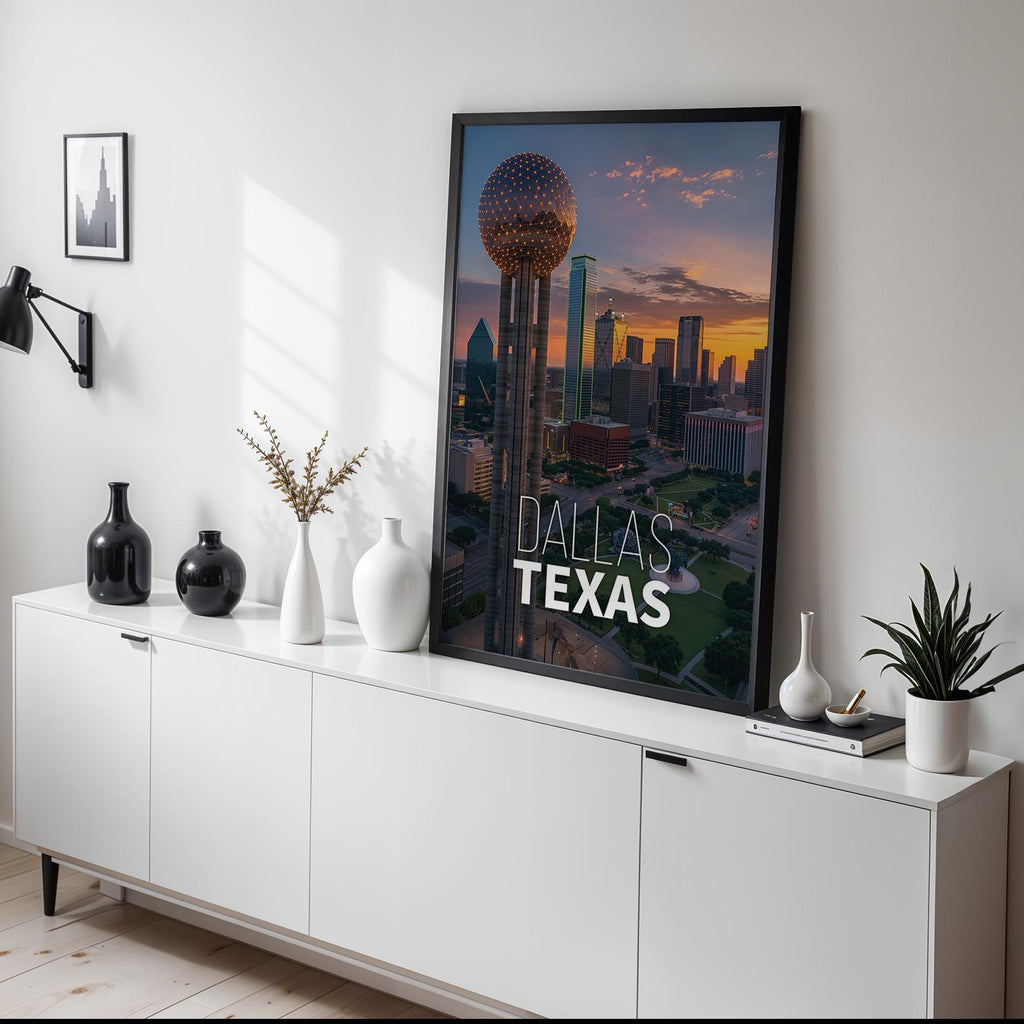Dallas Texas Skyline Print: Reunion Tower Wall Art (Digital Download