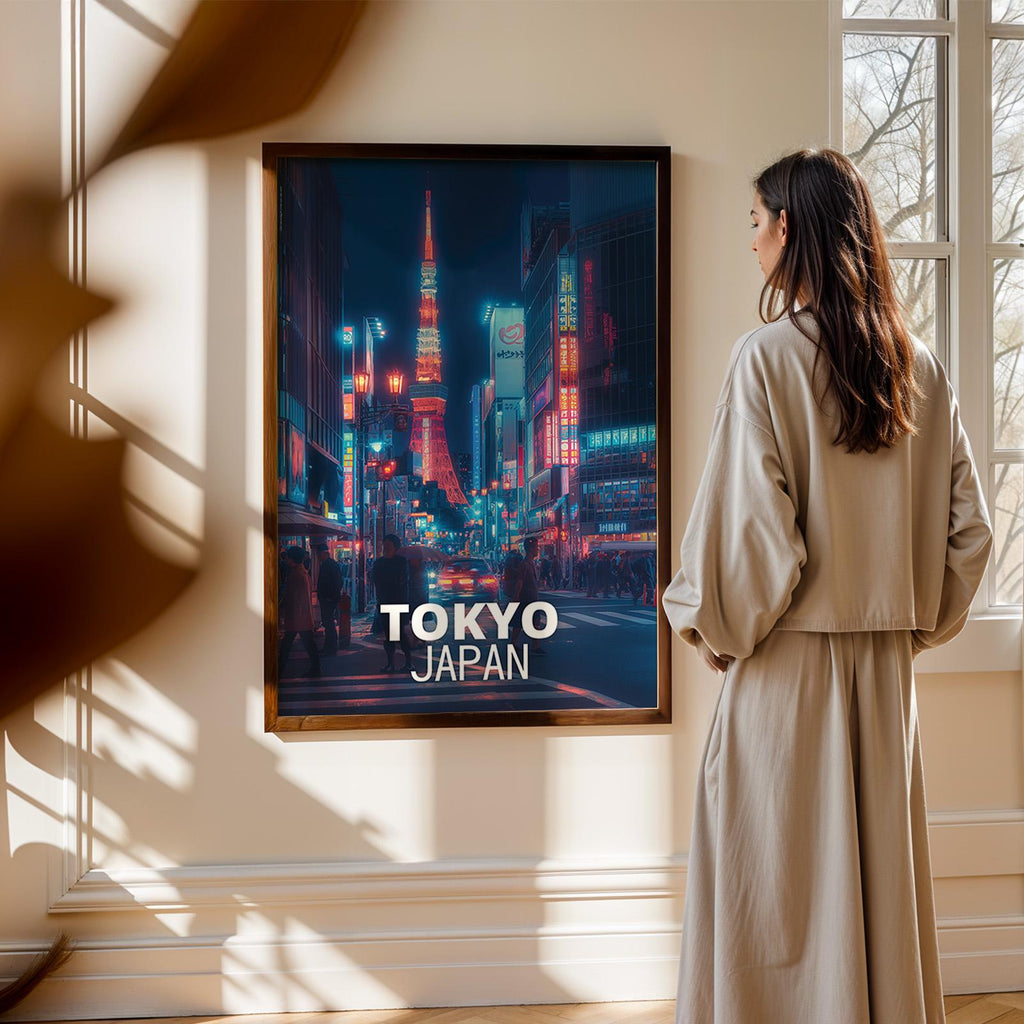 Tokyo Shibuya Neon Cityscape Print: Vibrant Japan Wall Art (Digital Download)