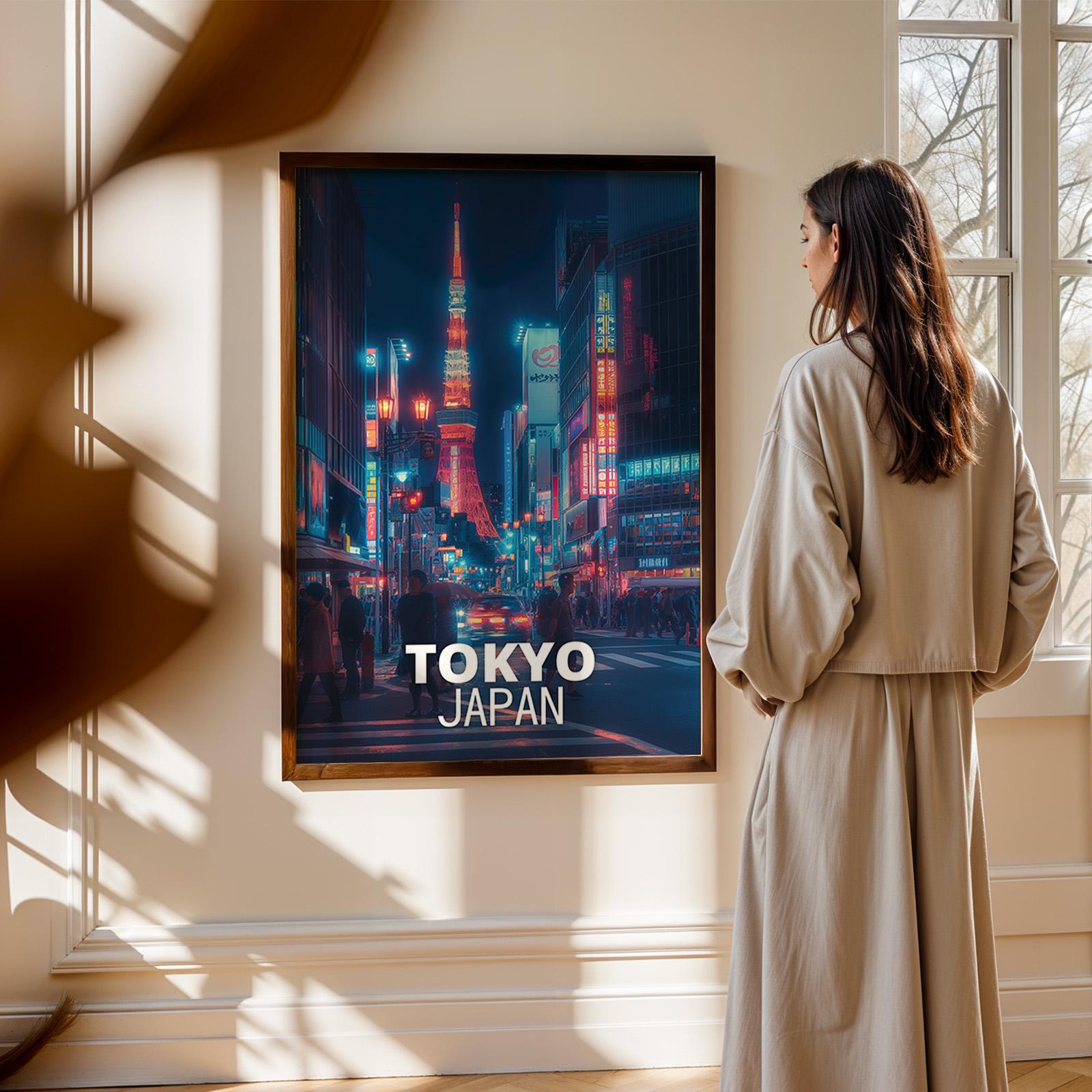 Tokyo Shibuya Neon Cityscape Print: Vibrant Japan Wall Art (Digital Download)
