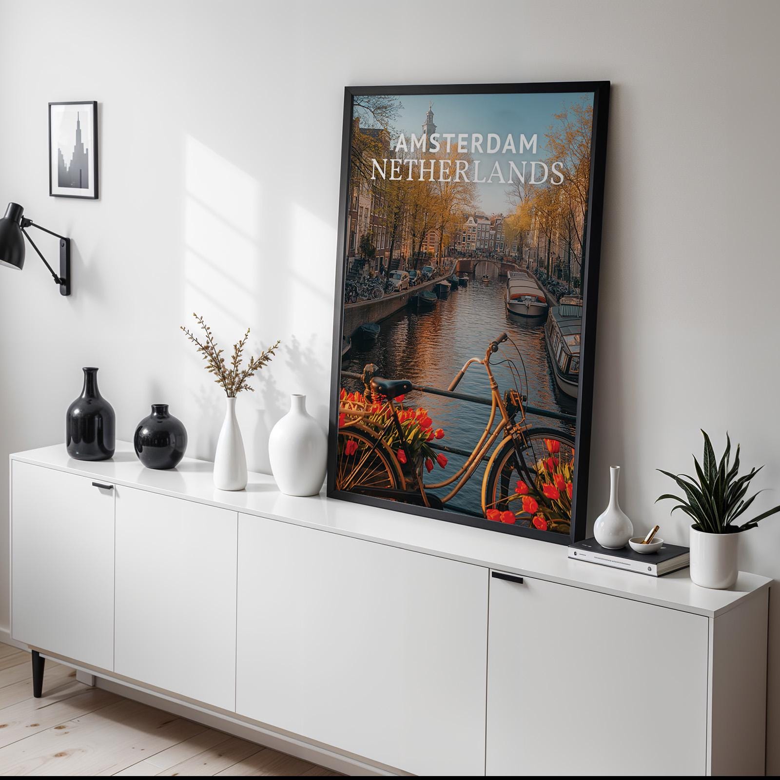 Amsterdam Canal Bridge Print: Vibrant Netherlands Cityscape (Digital Download)