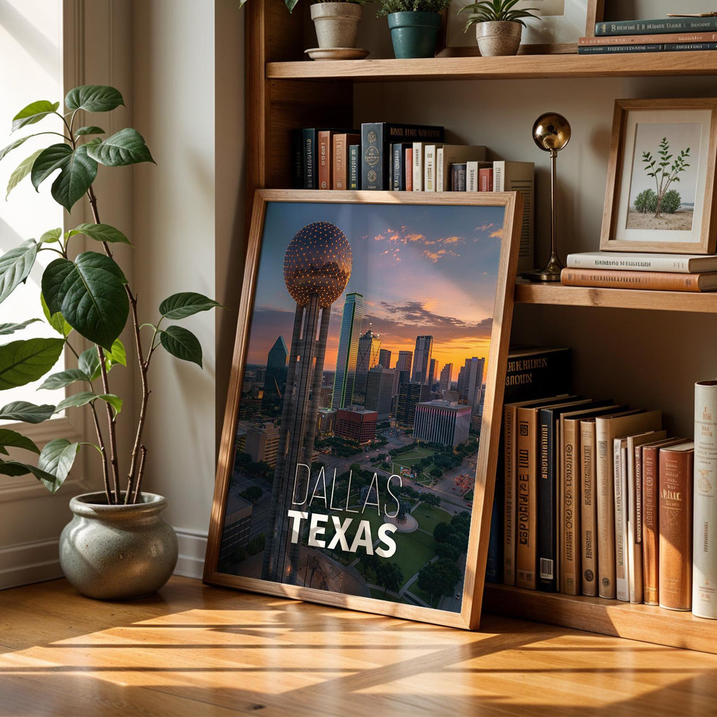Dallas Texas Skyline Print: Reunion Tower Wall Art (Digital Download