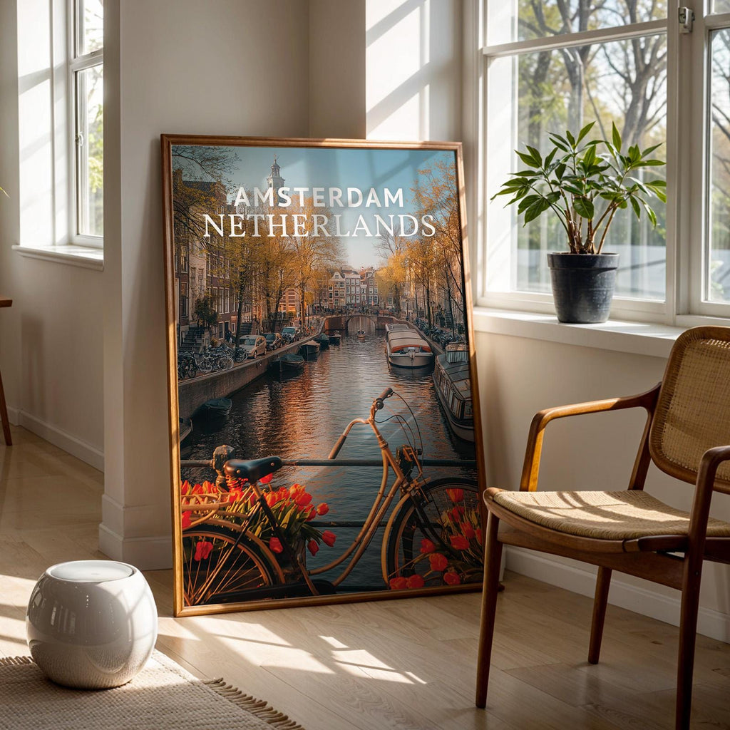 Amsterdam Canal Bridge Print: Vibrant Netherlands Cityscape (Digital Download)