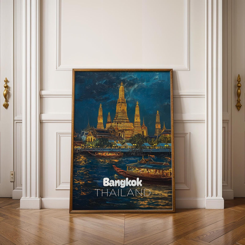 Bangkok Temple Night Print: Vibrant Thailand Wall Art (Digital Download)