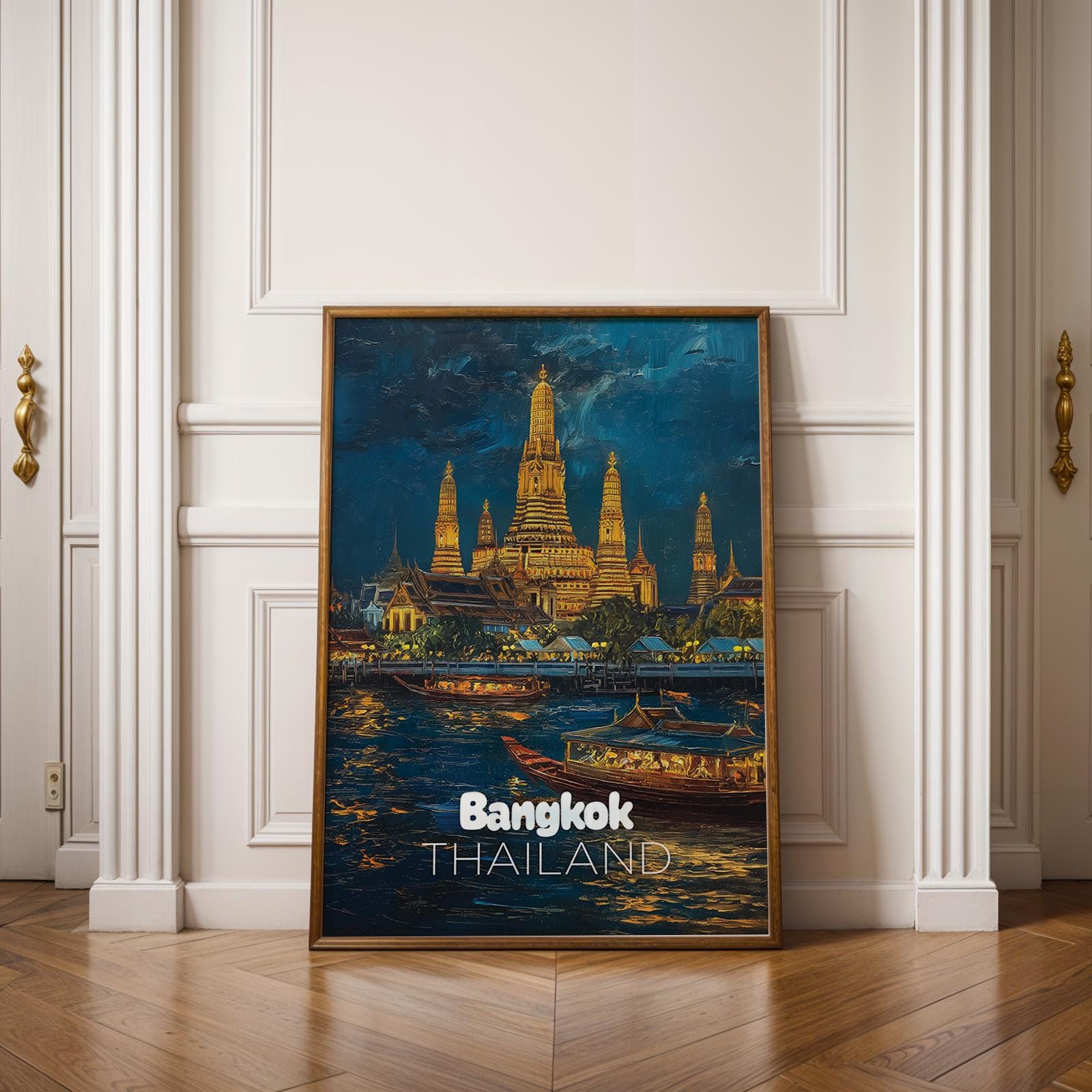 Bangkok Temple Night Print: Vibrant Thailand Wall Art (Digital Download)