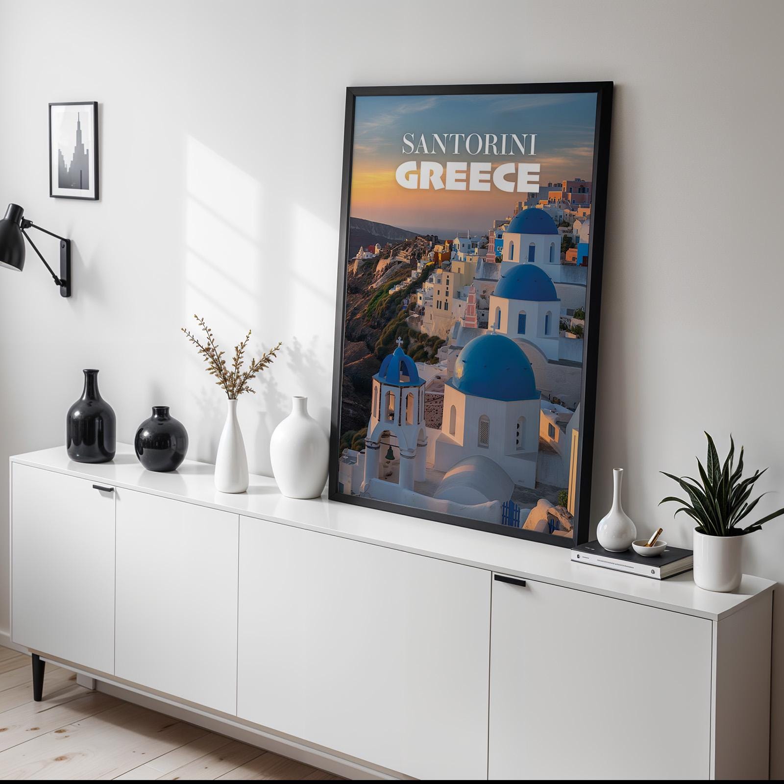 Santorini Greece Cityscape Print: Oia Caldera Wall Art (Digital Download)