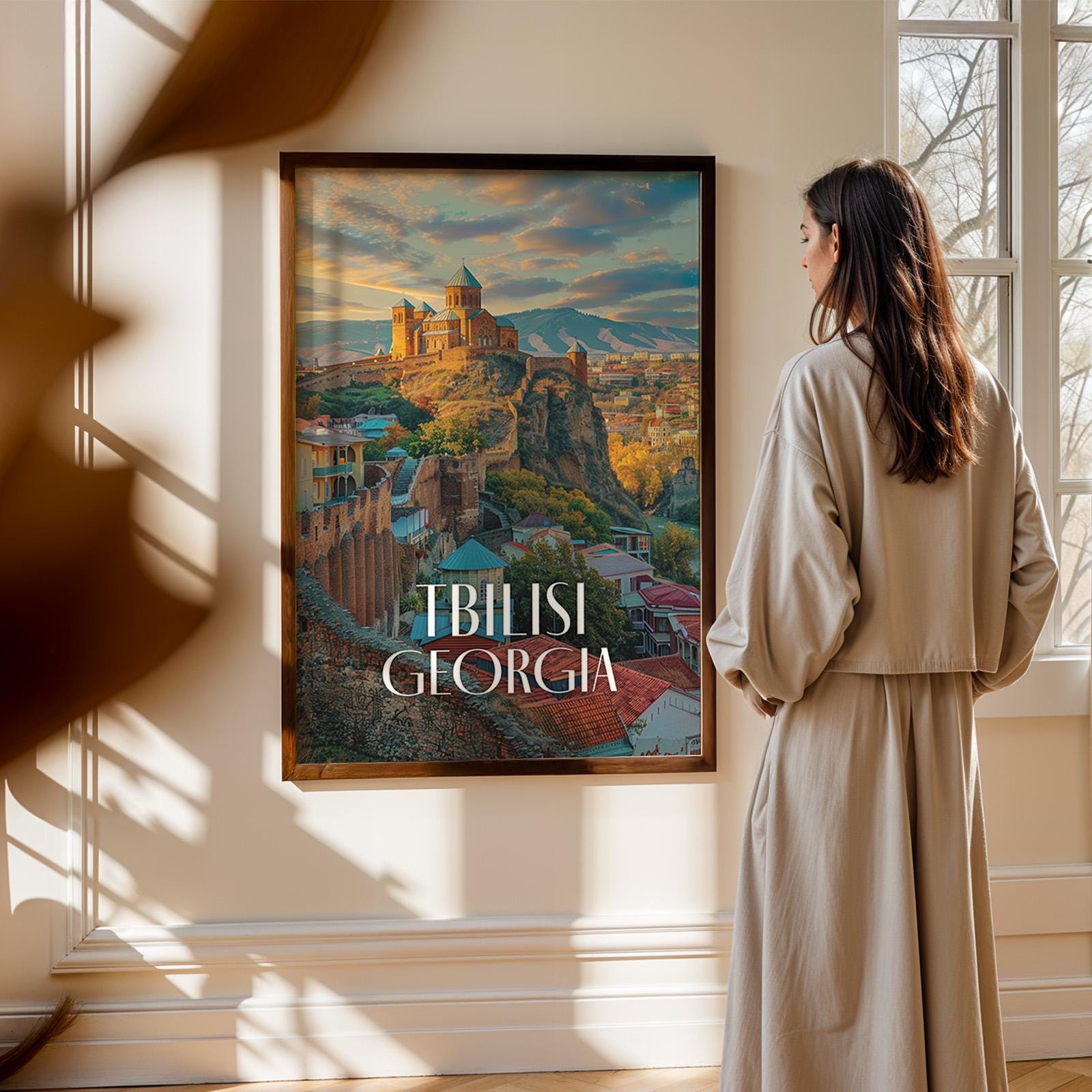 Tbilisi Georgia Cityscape Print: Narikala Fortress Travel Poster (Digital Download