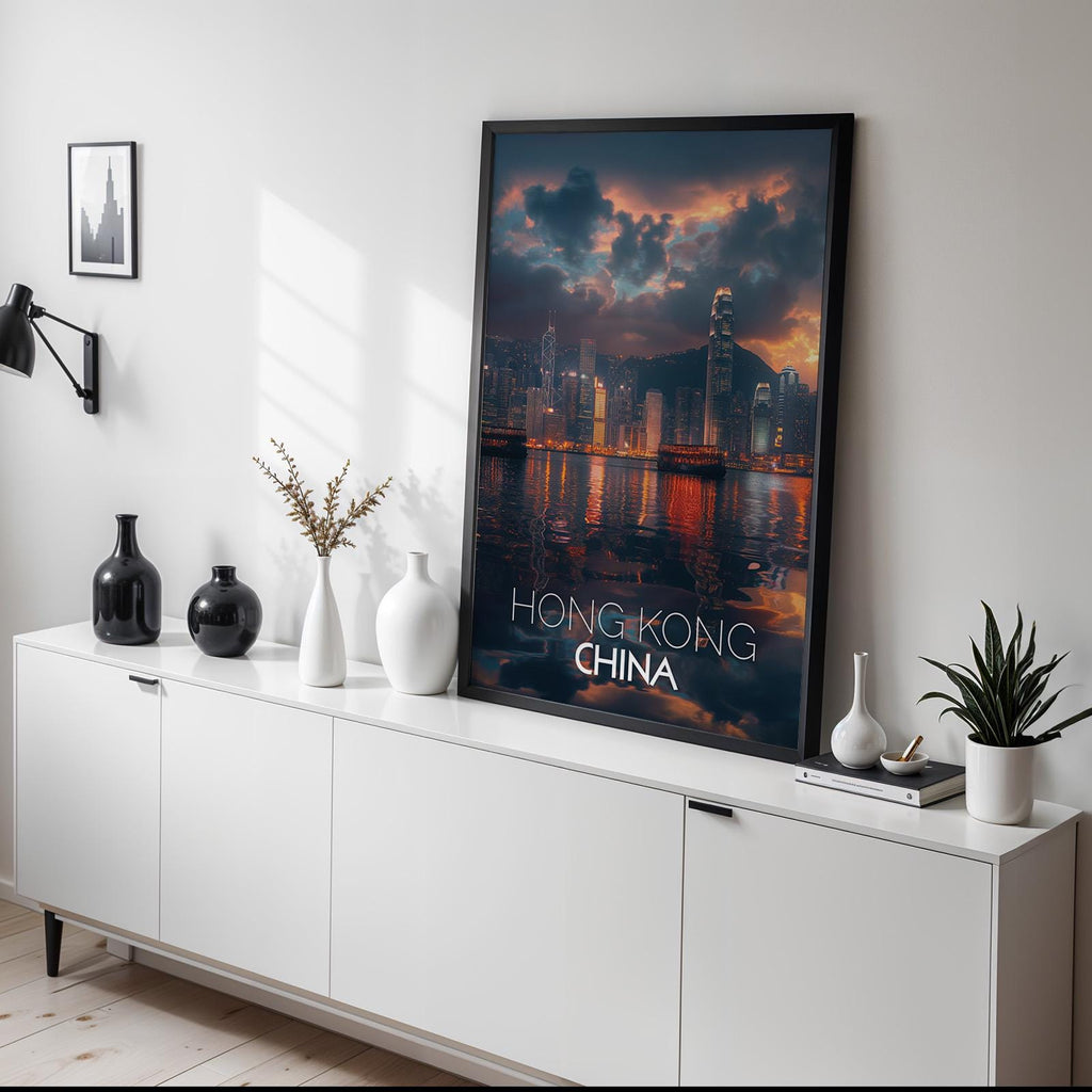 Hong Kong Skyline Print: Vibrant Victoria Harbour Wall Art (Digital Download)