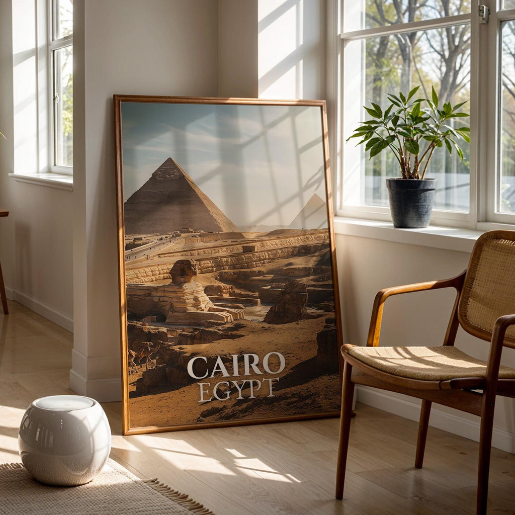 Cairo Egypt Pyramids Print: Vibrant Giza Cityscape Wall Art (Digital Download)